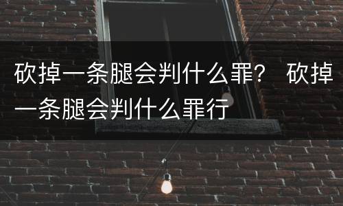 砍掉一条腿会判什么罪？ 砍掉一条腿会判什么罪行