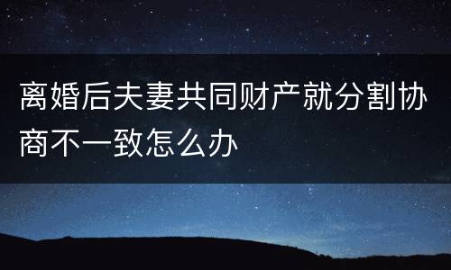 离婚后夫妻共同财产就分割协商不一致怎么办