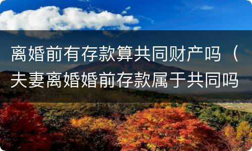 离婚前有存款算共同财产吗（夫妻离婚婚前存款属于共同吗）