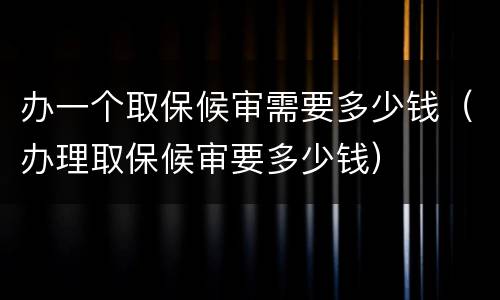 办一个取保候审需要多少钱（办理取保候审要多少钱）