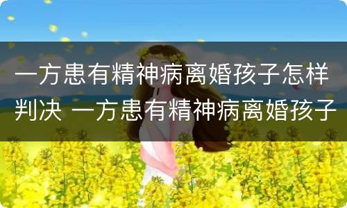 一方患有精神病离婚孩子怎样判决 一方患有精神病离婚孩子怎样判决呢