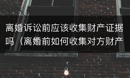 离婚诉讼前应该收集财产证据吗（离婚前如何收集对方财产证据）