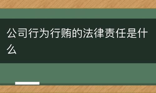 公司行为行贿的法律责任是什么