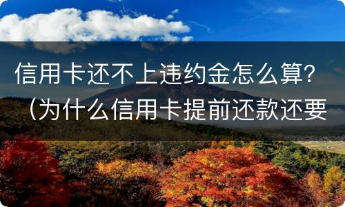 信用卡还不上违约金怎么算？（为什么信用卡提前还款还要扣违约金）