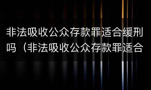 非法吸收公众存款罪适合缓刑吗（非法吸收公众存款罪适合缓刑吗知乎）