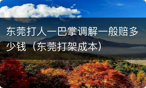 东莞打人一巴掌调解一般赔多少钱（东莞打架成本）