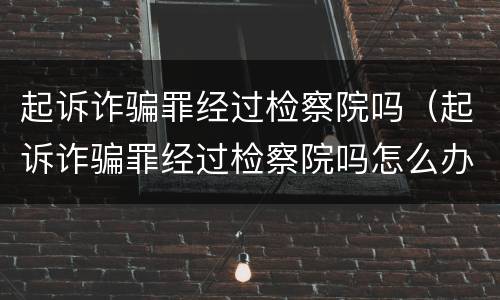 起诉诈骗罪经过检察院吗（起诉诈骗罪经过检察院吗怎么办）
