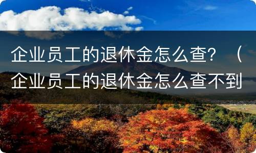 企业员工的退休金怎么查？（企业员工的退休金怎么查不到）