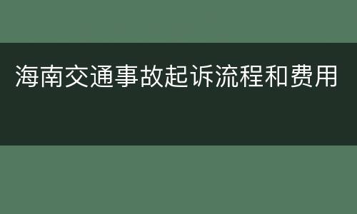 海南交通事故起诉流程和费用