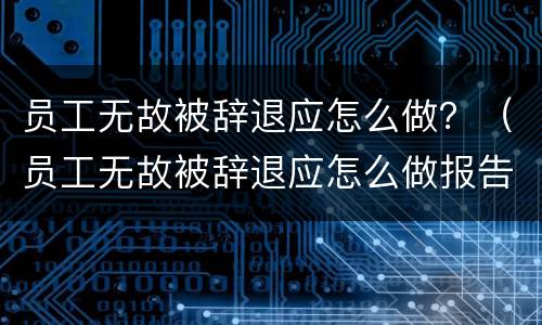 员工无故被辞退应怎么做？（员工无故被辞退应怎么做报告）