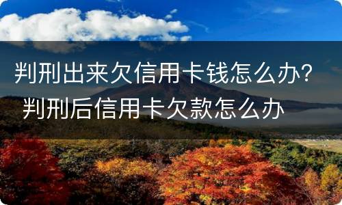 判刑出来欠信用卡钱怎么办？ 判刑后信用卡欠款怎么办