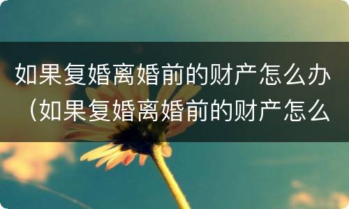 如果复婚离婚前的财产怎么办（如果复婚离婚前的财产怎么办手续）