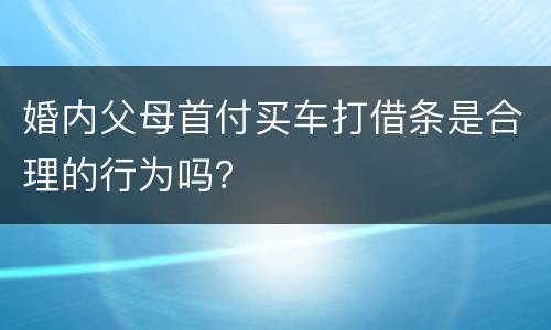 婚内父母首付买车打借条是合理的行为吗？