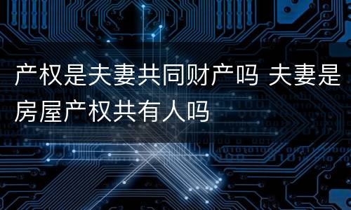 产权是夫妻共同财产吗 夫妻是房屋产权共有人吗
