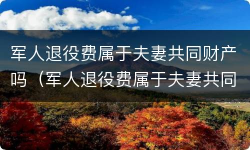 军人退役费属于夫妻共同财产吗（军人退役费属于夫妻共同财产吗怎么算）