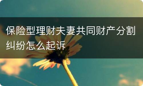 保险型理财夫妻共同财产分割纠纷怎么起诉