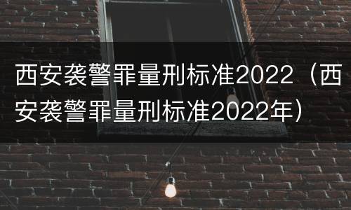 西安袭警罪量刑标准2022（西安袭警罪量刑标准2022年）