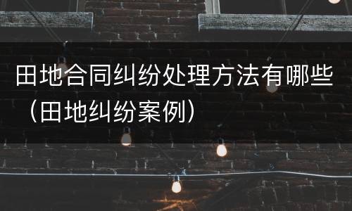 田地合同纠纷处理方法有哪些（田地纠纷案例）