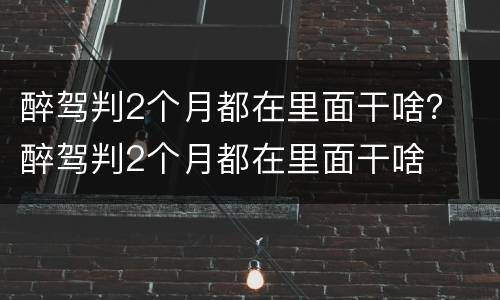 醉驾判2个月都在里面干啥？ 醉驾判2个月都在里面干啥