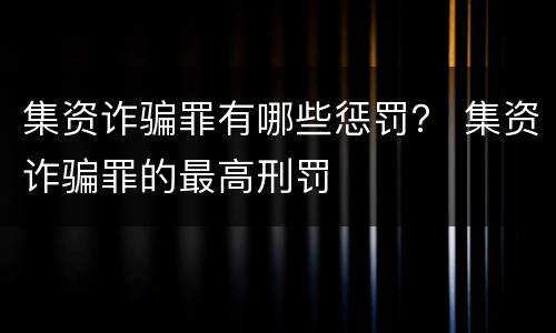 集资诈骗罪有哪些惩罚？ 集资诈骗罪的最高刑罚