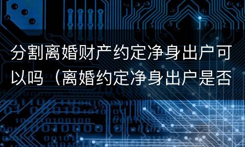分割离婚财产约定净身出户可以吗（离婚约定净身出户是否具有法律效力）