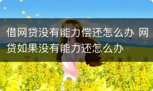 借网贷没有能力偿还怎么办 网贷如果没有能力还怎么办