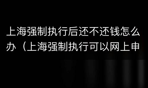 上海强制执行后还不还钱怎么办（上海强制执行可以网上申请吗）