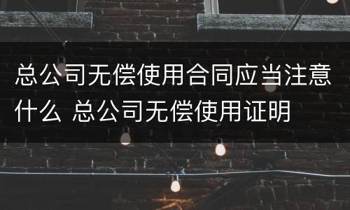 总公司无偿使用合同应当注意什么 总公司无偿使用证明