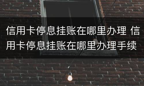 信用卡停息挂账在哪里办理 信用卡停息挂账在哪里办理手续
