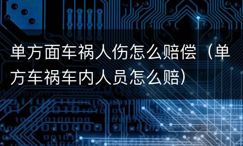 单方面车祸人伤怎么赔偿（单方车祸车内人员怎么赔）