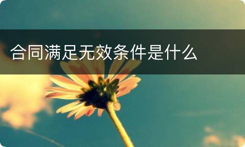 合同满足无效条件是什么