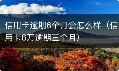 信用卡逾期6个月会怎么样（信用卡6万逾期三个月）