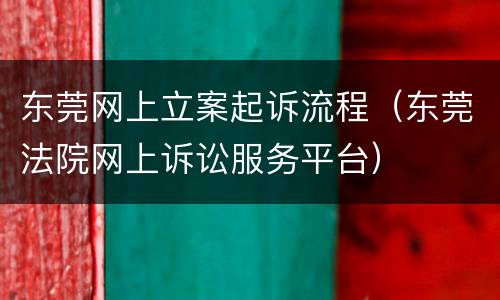 东莞网上立案起诉流程（东莞法院网上诉讼服务平台）