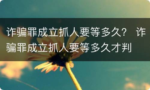 诈骗罪成立抓人要等多久？ 诈骗罪成立抓人要等多久才判