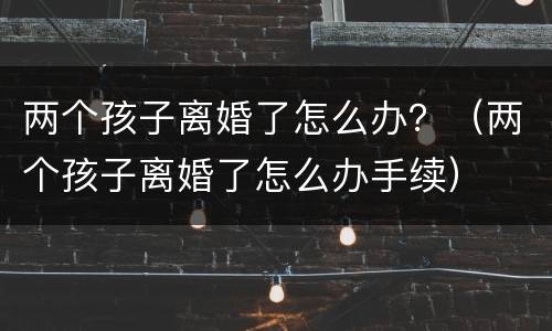 两个孩子离婚了怎么办？（两个孩子离婚了怎么办手续）