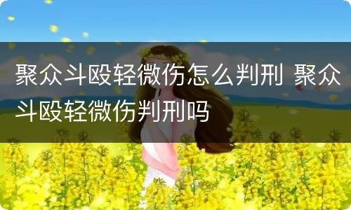 聚众斗殴轻微伤怎么判刑 聚众斗殴轻微伤判刑吗