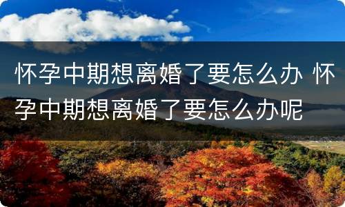 怀孕中期想离婚了要怎么办 怀孕中期想离婚了要怎么办呢