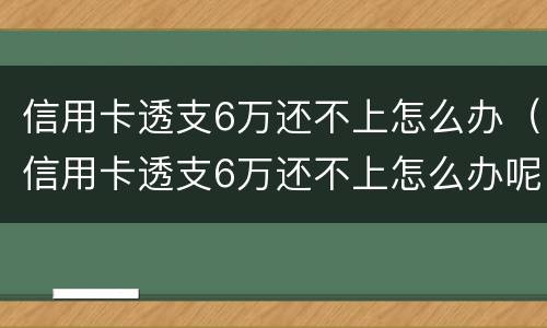 信用卡透支6万还不上怎么办（信用卡透支6万还不上怎么办呢）
