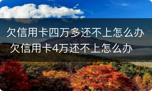 欠信用卡四万多还不上怎么办 欠信用卡4万还不上怎么办