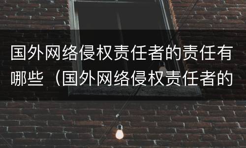 国外网络侵权责任者的责任有哪些（国外网络侵权责任者的责任有哪些方面）
