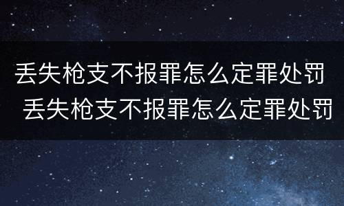 丢失枪支不报罪怎么定罪处罚 丢失枪支不报罪怎么定罪处罚多少钱