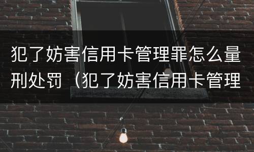 犯了妨害信用卡管理罪怎么量刑处罚（犯了妨害信用卡管理罪怎么量刑处罚）