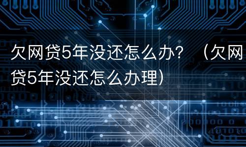 欠网贷5年没还怎么办？（欠网贷5年没还怎么办理）