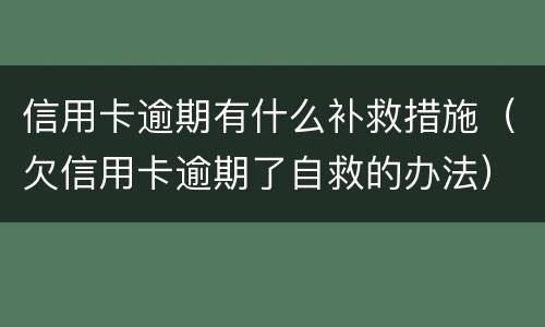 信用卡逾期有什么补救措施（欠信用卡逾期了自救的办法）