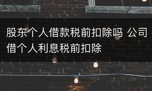 股东个人借款税前扣除吗 公司借个人利息税前扣除