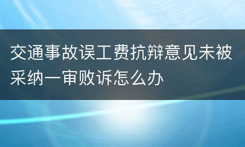 交通事故误工费抗辩意见未被采纳一审败诉怎么办