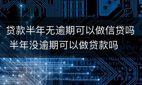 贷款半年无逾期可以做信贷吗 半年没逾期可以做贷款吗