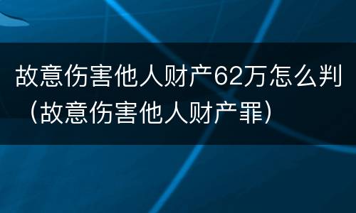 故意伤害他人财产62万怎么判（故意伤害他人财产罪）
