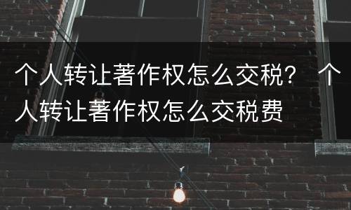 个人转让著作权怎么交税？ 个人转让著作权怎么交税费