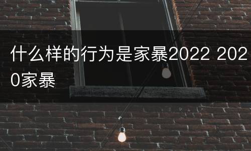 什么样的行为是家暴2022 2020家暴